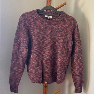 Madewell Marled Red and Blue Crewneck Sweater